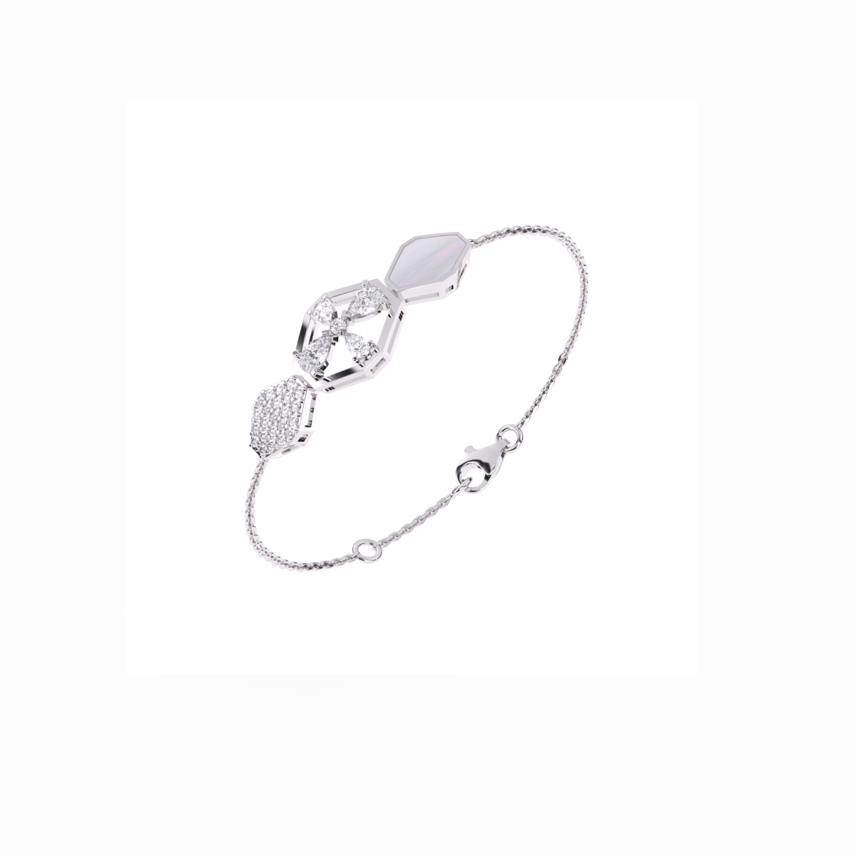 Hexagon Style Lab Grown Diamonds Bracelet